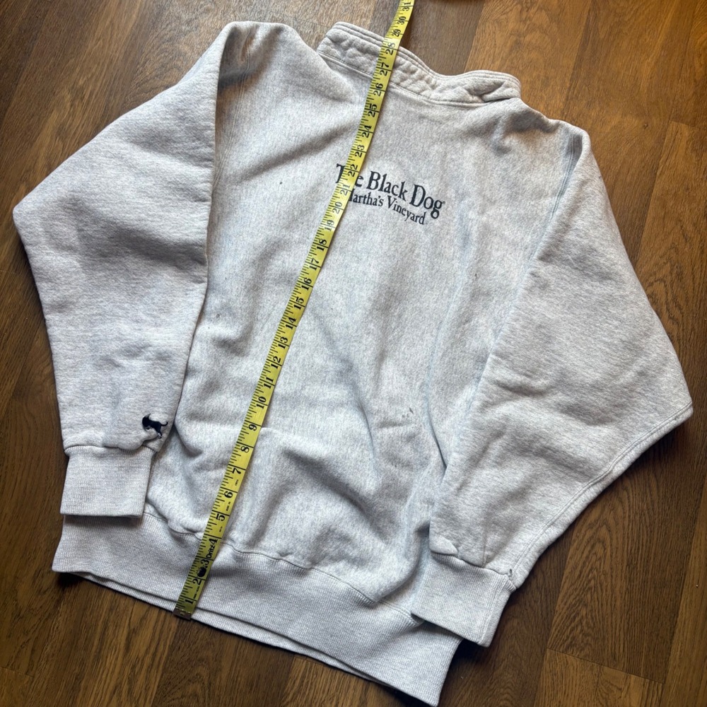Vtg The Black Dog Marthas Vineyard Reverse Weave Mock Neck Drawstring Sweatshirt - Picture 6 of 7